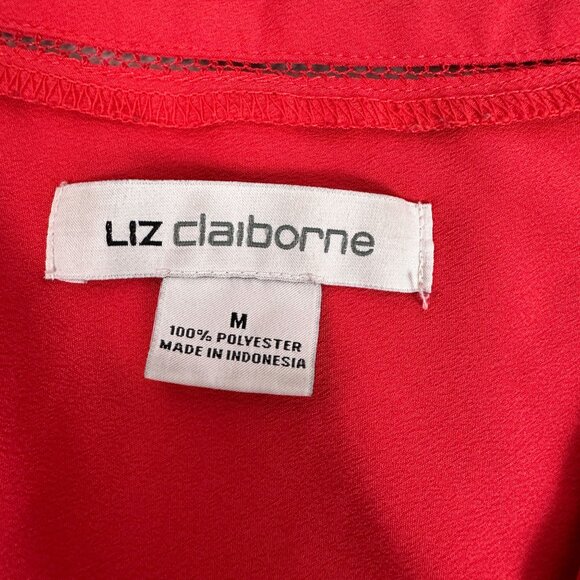 Liz Claiborne Womens Red Sleeveless V-Neck Polyester Blouse Top Size Medium - Picture 3 of 3